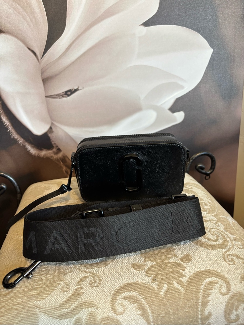 Marc Jacobs Black Compact Camera Bag with Logo Strap